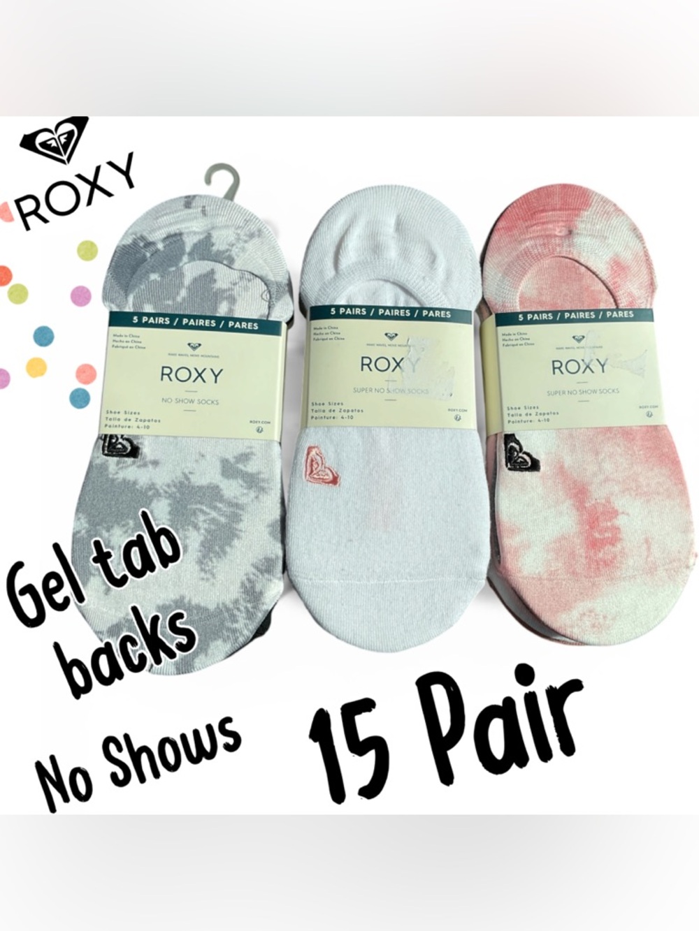 🌸Roxy 15 Pair Ladies No Shows Socks